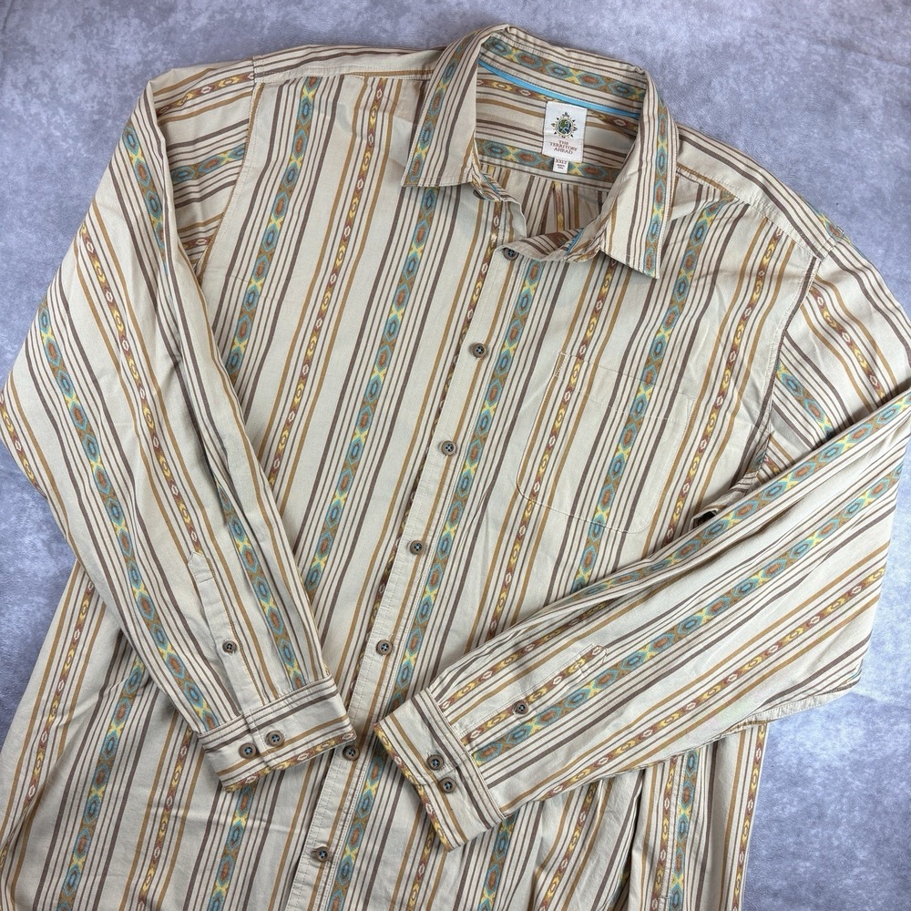 Territory Ahead Shirt‎ Mens 2XLT Tall Beige Western Aztec Cowboy Vintage Retro